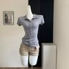 Camiseta polo pragmatismo ~ primavera y verano hombro recto cintura manga corta camiseta top mujer