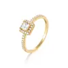 Novo Anel de Casamento e Noivado Feminino Quadrado Clássico de Diamante em Prata Esterlina S925 Estilo Coreano Super Brilhante Luxo Anel de Diamante
