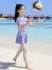 Traje de Baño Nuevo Estilo para Niñas, de una Pieza Estilo Falda con Esquinas Planas, Diseño Lindo para Niñas, Traje de Baño Protector Solar y de Secado Rápido