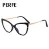 95709 Amazon novo TR90 óculos anti-luz azul olho de gato metal pés de mola espelho plano feminino ponto atacado