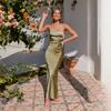 Comercio Exterior Transfronterizo Amazon Vestido Sexy de un Hombro Nuevo de Primavera y Verano para Mujer Cintura Vestido Largo