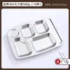 Plato para comida rápida de acero inoxidable 304, plato dividido para cafetería, plato para estudiantes, plato para adultos de cinco y seis compartimentos, se puede imprimir con logo