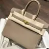 Bolsa Platina Pele de Bezerro Padrão Lichia 2026 Nova Fechadura Grande Capacidade Bolsa de Mão Bolsa Kelly Bolsa de Ombro Único Transversal