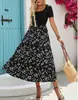 Vestido de Verano 2026 Nuevo Estilo Europeo y Americano con Estampado y Patchwork, Corte A para Mujer, Elegante y Adelgazante, Vestido Largo, Artículo Popular Transfronterizo