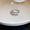 Anillo Abierto de Estrella con Gota de Aceite de Perla de Zircón Estilo Coreano Moda Simple Versátil Anillo para Dedo Índice Diseño Nicho de Joyería