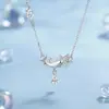 Colar Original Baleia Ama Estrelas para Mulheres, Prata Pura, Estilo Coreano, Design Fresco e Único, Corrente para Clavícula de Melhor Amiga, Pingente Ins