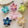 Pinza de Tiburón para Agarrar el Cabello con Flor de Huevo Degradada Dulce para Mujer, Estampado de Flor de Bauhinia, Moda para Vacaciones en la Playa, Accesorio para el Cabello Versátil