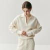 2025 Nuevo Suéter Holgado de Cachemira con Cuello Polo para Mujer Otoño Invierno Estilo Coreano Elegante Gris Suéter de Lana Tejida Pura