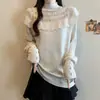 Moda Tallas Grandes Otoño/Invierno 2026 Reductor de Edad Elegante Ajustado Prenda Base Cuello Alto Manga Larga Suéter de Punto