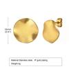 Aretes de botón irregulares de acero inoxidable cepillado europeo y americano con luz de fondo dorado joyería al por mayor accesorios de agua quanxi ES-399