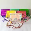 Bolso cruzado láser para mujer, Bolsa de maquillaje transparente de PVC, Bolsa de almacenamiento de PVC de colores, Bolsa de regalo iridiscente para team-building de empresa, Personalización