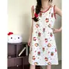 Pijama de Venta Caliente de Verano de Fábrica Original con Almohadillas en el Pecho para Mujer, Camiseta sin Mangas Dulce con Forma de Luna Creciente de Algodón Nube Fino para Estar en Casa