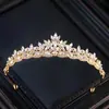 Suministro Directo de Fábrica Cristal Ojo de Caballo Hoja Corona de Novia Aleación Coreana Tocado de Pasarela Corona para Vestido de Novia Venta al por Mayor