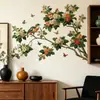 Pegatinas de Pared Estilo Chino Meticuloso de Flores de Begonia y Pájaros, Decoración de Pared Nueva Estilo Chino para Sala de Estar y Estudio, Pegatinas de Pared Impermeables Autoadhesivas