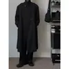 Casaco de abotoamento duplo acima do joelho com lapela entalhada, estilo simples e retrô, sobretudo masculino de comprimento médio, novo estilo casual coreano de outono