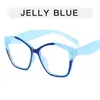 Gafas de lectura para mujer con contraste de color, protección contra luz azul, de alta definición a la moda, comercio transfronterizo de exportación europea y americana, diseño ojo de gato de montura grande