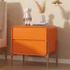 Mesa de noche de lujo ligero pequeña de madera maciza simple moderna minimalista mesa de noche italiana para el hogar dormitorio gabinete de almacenamiento de cuero
