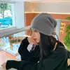 Gorro de Punto para Mujer, Gorro Holgado de Otoño e Invierno, Estilo Japonés, Hilo Versátil Negro, Circunferencia de Cabeza Grande, Gorro para el Frío Postparto, Gorro de Moda para Hombre