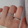 Anillo Combinado de Plata Esterlina S925 Flor Lazo Amor para Mujer Ins Trendy Viento Frío Nicho Dedo Índice Anillo de Lujo Ligero