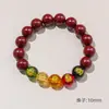 Pulseira de Contas de Cinábrio, Pulseira do Deus da Riqueza de Cinco Vias, Corda Vermelha, Cinco Bênçãos, Areia Dourada Roxa, Unissex, Tecida à Mão