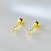 Arete sencillo de plata S925 para mujer, con forma de estrella de cinco puntas, para el cartílago de la oreja, de moda, versátil, de verano, con rosca, joyería para la oreja, venta al por mayor transfronteriza