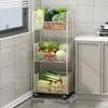 Estante de Almacenamiento para Cocina de Pie Multifuncional Gran Capacidad Estante de Almacenamiento para Frutas y Verduras Multicapa Móvil Carrito Pequeño Cesta para Verduras
