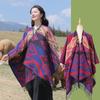 Bufanda de viaje estilo étnico vintage Yunnan Dali, bufanda cuadrada de diamantes, cálida y a la moda, bufanda dividida