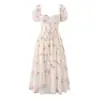 Atacado Verão 2026 Novo Vestido Feminino de Comprimento Médio Estampado Cor Creme Estilo Europeu e Americano 7908
