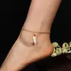 Accesorios Nuevos Transfronterizos Europeos y Americanos Moda de Verano Versátil Sencillo Tobillera Cuentas de Cristal Pluma Tobillera Multicapa
