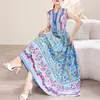 Vestido de algodón y seda estilo étnico de Yunnan para vacaciones en la playa, vestido de playa con estampado bohemio y falda larga