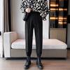 Calças Escuras Masculinas Estilo Coreano Moderno Novo Calças Sociais Cropped Masculinas Slim Fit Caimento Calças de Terno Casuais Calças Compridas