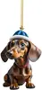 Navidad Nuevo Perro Navideño Decoración de Árbol de Navidad Colgante Acrílico Plano Decoración de Regalo de Navidad Adorno Colgante