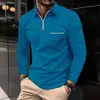 Camisa polo de manga larga para hombre, transpirable y cómoda para el verano, con cremallera, tejida, casual, moderna y adecuada para usar como capa exterior; top de hombre de alta calidad