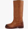 Otoño e Invierno Nuevos Casual Versátil Punta Redonda Versátil Comercio Exterior Zapatos de Mujer Tacón Medio Grueso Botas de Jinete Botas
