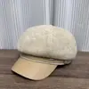 Novo chapéu octogonal feminino de outono estilo americano com aba de couro, chapéu de pintor que faz o rosto parecer menor, boné newsboy versátil e moderno