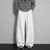 Calça de moletom cinza inclinada de alta resistência com perna reta e caimento solto, estilo americano moderno, para homens e mulheres, calça esportiva casual de perna larga solta para o outono