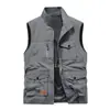 Popular da Primavera e Outono Transfronteiriço Masculino Exterior Multi-Bolsos Roupa de Trabalho Fina Secagem Rápida Fotografia Pesca Colete Jaqueta