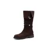 Botas Western ZHR para Mujer 2026 Otoño Nuevas Botas Largas con Hebilla y Diseño Plegable, Botas Vaqueras Versátiles Retro para el Día a Día