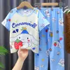 Pijamas de verano para niñas del sudeste asiático, pantalones finos de manga corta con dibujos animados, conjunto de dos piezas, ropa de casa infantil grande