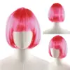 Peruca Cosplay Franja Bob Adereços para Apresentação Escolar Peruca Cabelo Curto Atacado de Fábrica