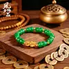 Pulseira de Contas Redondas Turquesa de Alta Qualidade, Círculo Único, Contas de Oração Vintage Estilo Chinês para Homens e Mulheres
