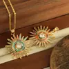 Joyería para Mujer con Microincrustaciones de Cobre de Venta Caliente Transfronteriza Hip-hop Personalidad Colgante de Gota de Aceite Flor de Sol Accesorios de Collar Elegantes
