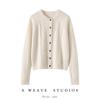 25 Años Otoño e Invierno Nuevo Estilo 100 Cachemira Cuello Redondo Cardigan Tejido Manga Larga para Mujer Rombo Retorcido Holgado Top Chaqueta
