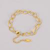 Pulsera de acero y titanio dorado con cadena de diamantes, estilo simple, resistente y moderno, estilo europeo y americano, talla S34, para mujer.
