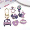 Série Roxa Amor Dia dos Namorados Esmalte Joias Acessórios Pulseira DIY Pingente Chaveiro Corrente de Celular Pequeno Encanto