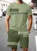 Verano Transfronterizo Temu Conjunto Casual de Dos Piezas para Hombre con Estampado 3D: Camiseta de Manga Corta + Shorts