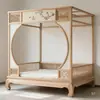Nueva Cama con Marco Tradicional Chino Antiguo Cama con Escalones de Madera Maciza Dinastía Song Cama con Dosel Puerta Lunar Cama con Dosel Cama Doble para Dormitorio Principal Personalizable