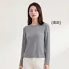 Camisa básica de malha de lã Tencel de manga comprida para mulheres, top de malha com ombro normal, camiseta interna casual de manga comprida slim-fit para mulheres, outono e inverno
