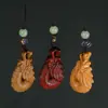 Nuevo Colgante para Cadena de Teléfono Móvil Llavero Colgante Creativo para Coche Regalo Pequeño de Dragón Zodiacal tallado en Sándalo Ruyi
