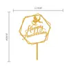 Cartão de Decoração de Bolo Acrílico Monocromático Cartão de Decoração Dourado Prateado Bandeira de Confeitaria com Papelão Embalagem Independente